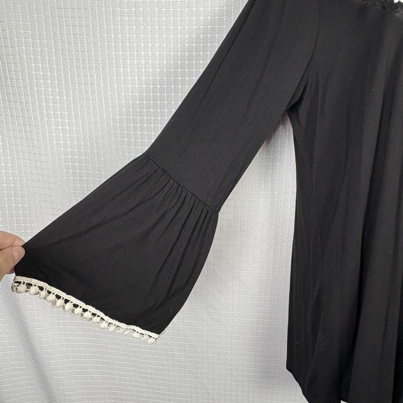 Krazy Cat Emboidered Boho Top Womens Small Dark Cottagecore Fairy Hippie Prairie - Picture 3 of 8